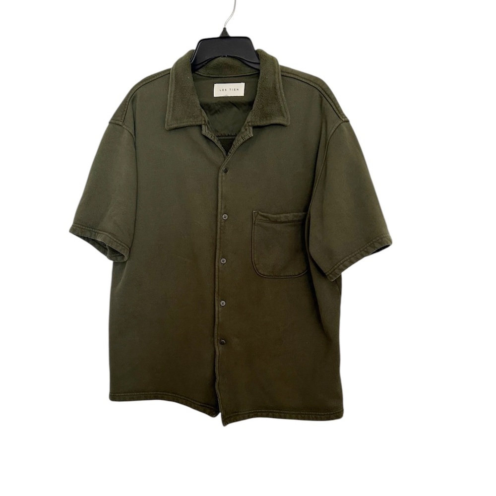 Les Tien Heavyweight Cuban Shirt in Military  Green
